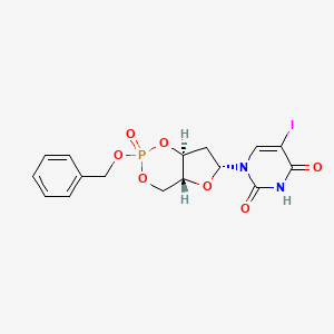 1-((6R)-2-(Benzyloxy)-2-oxidotetrahydro-4H-furo(3,2-d)(1,3,2)dioxaphosphinin-6-yl)-5-iodopyrimidine-2,4(1H,3H)-dione