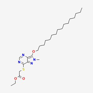 Acetic acid, ((3-(hexadecyloxy)-2-methyl-2H-pyrazolo(4,3)pyrimidin-7-yl)thio)-, ethyl ester