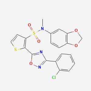 molecular formula C20H14ClN3O5S2 B3045595 N-(1,3-benzodioxol-5-yl)-2-[3-(2-chlorophenyl)-1,2,4-oxadiazol-5-yl]-N-methylthiophene-3-sulfonamide CAS No. 1105196-09-5