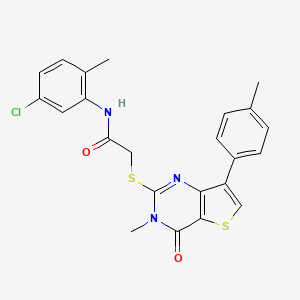 molecular formula C23H20ClN3O2S2 B3045603 N-(5-chloro-2-methylphenyl)-2-{[3-methyl-7-(4-methylphenyl)-4-oxo-3,4-dihydrothieno[3,2-d]pyrimidin-2-yl]sulfanyl}acetamide CAS No. 1105197-00-9