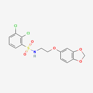 molecular formula C15H13Cl2NO5S B3045620 N-[2-(2H-1,3-benzodioxol-5-yloxy)ethyl]-2,3-dichlorobenzene-1-sulfonamide CAS No. 1105235-22-0