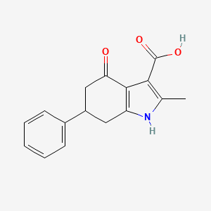 molecular formula C16H15NO3 B3045662 2-methyl-4-oxo-6-phenyl-4,5,6,7-tetrahydro-1H-indole-3-carboxylic acid CAS No. 1114596-40-5