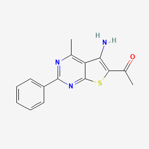 molecular formula C15H13N3OS B3045856 1-(5-Amino-4-methyl-2-phenylthieno[2,3-d]pyrimidin-6-yl)ethanone CAS No. 115073-27-3