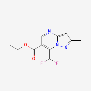 molecular formula C11H11F2N3O2 B3045909 Ethyl 7-(difluoromethyl)-2-methylpyrazolo[1,5-a]pyrimidine-6-carboxylate CAS No. 1160246-37-6