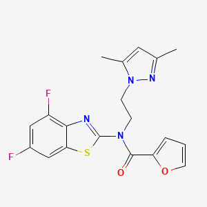 molecular formula C19H16F2N4O2S B3045955 N-(4,6-difluorobenzo[d]thiazol-2-yl)-N-(2-(3,5-dimethyl-1H-pyrazol-1-yl)ethyl)furan-2-carboxamide CAS No. 1169957-68-9