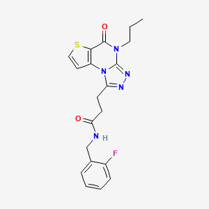 molecular formula C20H20FN5O2S B3046039 N-(2-fluorobenzyl)-3-(5-oxo-4-propyl-4,5-dihydrothieno[2,3-e][1,2,4]triazolo[4,3-a]pyrimidin-1-yl)propanamide CAS No. 1185071-14-0