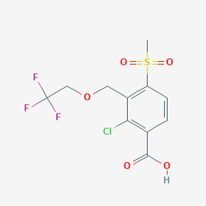 molecular formula C11H10ClF3O5S B3046133 2-CHLORO-4-METHANESULFONYL-3-[(2,2,2-TRIFLUOROETHOXY)METHYL]BENZOIC ACID CAS No. 120100-77-8