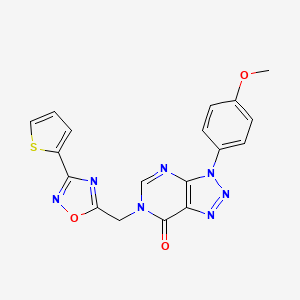 molecular formula C18H13N7O3S B3046178 3-(4-methoxyphenyl)-6-((3-(thiophen-2-yl)-1,2,4-oxadiazol-5-yl)methyl)-3H-[1,2,3]triazolo[4,5-d]pyrimidin-7(6H)-one CAS No. 1206992-70-2