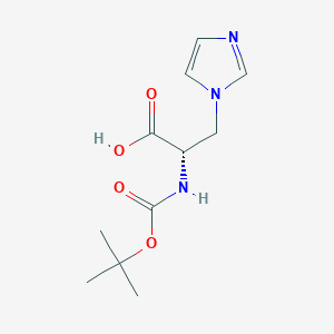 molecular formula C11H17N3O4 B3046309 (S)-2-((tert-Butoxycarbonyl)amino)-3-(1H-imidazol-1-yl)propanoic acid CAS No. 122225-53-0