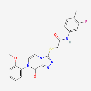 molecular formula C21H18FN5O3S B3046418 N-(3-FLUORO-4-METHYLPHENYL)-2-{[7-(2-METHOXYPHENYL)-8-OXO-7H,8H-[1,2,4]TRIAZOLO[4,3-A]PYRAZIN-3-YL]SULFANYL}ACETAMIDE CAS No. 1243032-26-9