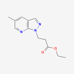 molecular formula C12H15N3O2 B3046457 Ethyl 3-(5-methyl-1H-pyrazolo[3,4-b]pyridin-1-yl)propanoate CAS No. 1245807-99-1