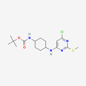 B3046745 tert-Butyl (4-((6-chloro-2-(methylthio)pyrimidin-4-yl)amino)cyclohexyl)carbamate CAS No. 1289384-66-2
