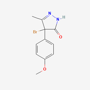molecular formula C11H11BrN2O2 B3046788 4-Bromo-4-(4-methoxyphenyl)-5-methyl-2,4-dihydro-3H-pyrazol-3-one CAS No. 13051-08-6