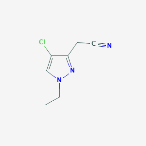 molecular formula C7H8ClN3 B3046819 2-(4-Chloro-1-ethyl-1H-pyrazol-3-yl)acetonitrile CAS No. 1310379-32-8