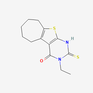 4H-Cyclohepta(4,5)thieno(2,3-d)pyrimidin-4-one, 1,2,3,5,6,7,8,9-octahydro-3-ethyl-2-thioxo-
