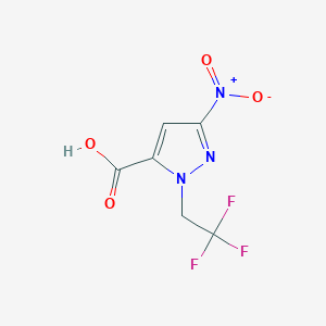 molecular formula C6H4F3N3O4 B3046935 3-Nitro-1-(2,2,2-trifluoroethyl)pyrazole-5-carboxylic acid CAS No. 1328640-43-2