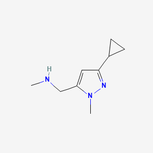 molecular formula C9H15N3 B3047053 1-(3-cyclopropyl-1-methyl-1H-pyrazol-5-yl)-N-methylmethanamine CAS No. 1345510-61-3