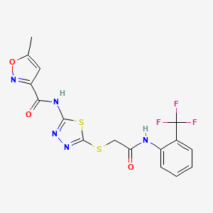 5-methyl-N-(5-((2-oxo-2-((2-(trifluoromethyl)phenyl)amino)ethyl)thio)-1,3,4-thiadiazol-2-yl)isoxazole-3-carboxamide