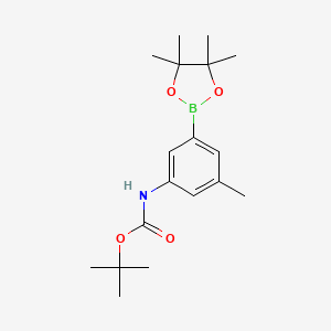 molecular formula C18H28BNO4 B3047096 tert-Butyl N-[3-methyl-5-(tetramethyl-1,3,2-dioxaborolan-2-yl)phenyl]carbamate CAS No. 1352413-09-2