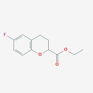 molecular formula C12H13FO3 B030471 rac-6-Fluoro-3,4-dihydro-2H-1-benzopyran-2-carboxylic Acid Ethyl Ester CAS No. 99199-61-8