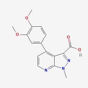 molecular formula C16H15N3O4 B3047156 4-(3,4-Dimethoxyphenyl)-1-methyl-1H-pyrazolo[3,4-b]pyridine-3-carboxylic acid CAS No. 1354705-03-5