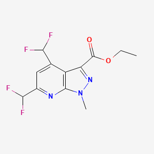 molecular formula C12H11F4N3O2 B3047184 ethyl 4,6-bis(difluoromethyl)-1-methyl-1H-pyrazolo[3,4-b]pyridine-3-carboxylate CAS No. 1354705-89-7