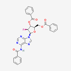 molecular formula C31H24FN5O6 B3047211 (2R,3r,4s,5r)-5-(6-benzamido-9h-purin-9-yl)-2-((benzoyloxy)methyl)-4-fluorotetrahydrofuran-3-yl benzoate CAS No. 135473-17-5