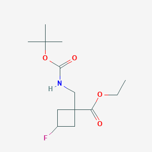 molecular formula C13H22FNO4 B3047253 Ethyl 1-[(tert-butoxycarbonylamino)methyl]-3-fluoro-cyclobutanecarboxylate CAS No. 1363382-10-8