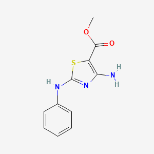 molecular formula C11H11N3O2S B3047357 methyl 4-amino-2-(phenylamino)-1,3-thiazole-5-carboxylate CAS No. 13807-17-5