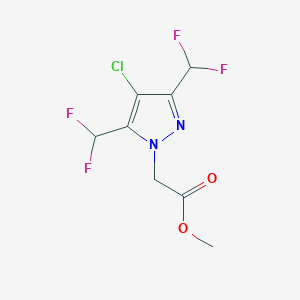 molecular formula C8H7ClF4N2O2 B3047386 methyl [4-chloro-3,5-bis(difluoromethyl)-1H-pyrazol-1-yl]acetate CAS No. 1384856-22-7