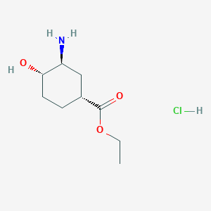 molecular formula C9H18ClNO3 B3047425 (1R,3S,4S)-3-Amino-4-hydroxy-cyclohexanecarboxylic acid ethyl ester hydrochloride CAS No. 1392745-19-5