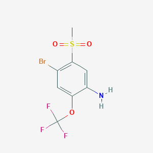 molecular formula C8H7BrF3NO3S B3047497 4-Bromo-5-methanesulfonyl-2-(trifluoromethoxy)aniline CAS No. 1403483-85-1