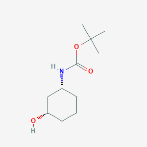molecular formula C11H21NO3 B3047502 Carbamic acid, N-[(1R,3S)-3-hydroxycyclohexyl]-, 1,1-dimethylethyl ester CAS No. 1403864-43-6