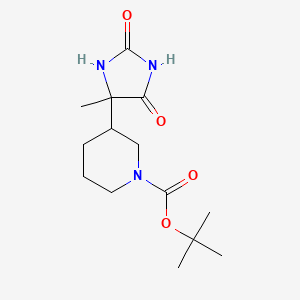 molecular formula C14H23N3O4 B3047590 Tert-butyl 3-(4-methyl-2,5-dioxoimidazolidin-4-yl)piperidine-1-carboxylate CAS No. 1423035-08-8