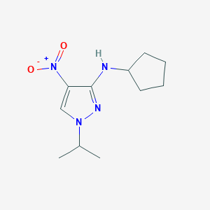 molecular formula C11H18N4O2 B3047647 N-cyclopentyl-1-isopropyl-4-nitro-1H-pyrazol-3-amine CAS No. 1429419-60-2