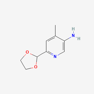 molecular formula C9H12N2O2 B3047734 3-Pyridinamine, 6-(1,3-dioxolan-2-yl)-4-methyl- CAS No. 143509-46-0