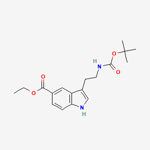 molecular formula C18H24N2O4 B3047756 Ethyl 3-(2-((tert-butoxycarbonyl)amino)ethyl)-1H-indole-5-carboxylate CAS No. 144055-85-6