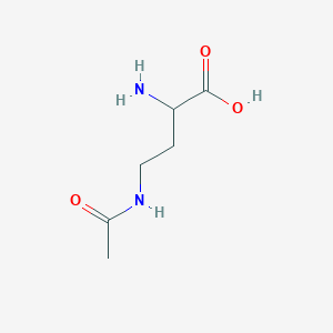 molecular formula C6H12N2O3 B3047823 Butanoic acid, 4-(acetylamino)-2-amino- CAS No. 14531-48-7