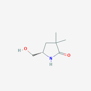 molecular formula C7H13NO2 B3048097 (S)-5-(Hydroxymethyl)-3,3-dimethylpyrrolidin-2-one CAS No. 156088-46-9