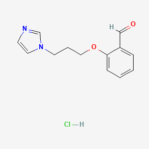 molecular formula C13H15ClN2O2 B3048208 2-[3-(1H-Imidazol-1-yl)propoxy]benzaldehyde hydrochloride CAS No. 1609400-55-6