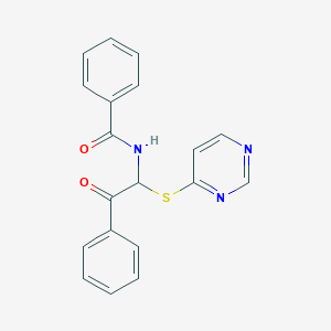 molecular formula C19H15N3O2S B3048246 Benzamide, N-[2-oxo-2-phenyl-1-(4-pyrimidinylthio)ethyl]- CAS No. 162331-15-9
