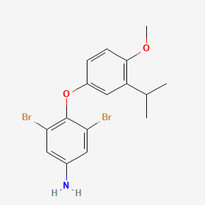 molecular formula C16H17Br2NO2 B3048437 Benzenamine, 3,5-dibromo-4-[4-methoxy-3-(1-methylethyl)phenoxy]- CAS No. 169113-83-1