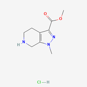 molecular formula C9H14ClN3O2 B3048484 Methyl 1-methyl-4,5,6,7-tetrahydro-1H-pyrazolo[3,4-c]pyridine-3-carboxylate hydrochloride CAS No. 1707584-14-2