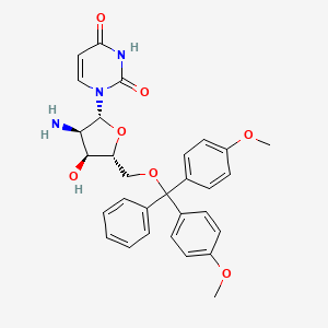 molecular formula C30H31N3O7 B3048556 1-[(2R,3R,4S,5R)-3-amino-5-[[bis(4-methoxyphenyl)-phenylmethoxy]methyl]-4-hydroxyoxolan-2-yl]pyrimidine-2,4-dione CAS No. 174221-86-4