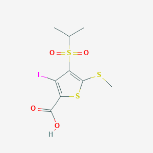 molecular formula C9H11IO4S3 B3048580 3-Iodo-4-(isopropylsulfonyl)-5-(methylthio)thiophene-2-carboxylic acid CAS No. 175202-14-9