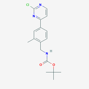 molecular formula C17H20ClN3O2 B3048686 tert-Butyl 4-(2-chloropyrimidin-4-yl)-2-methylbenzylcarbamate CAS No. 1798791-44-2