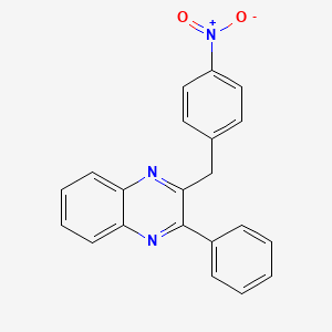 molecular formula C21H15N3O2 B3048738 Quinoxaline, 2-[(4-nitrophenyl)methyl]-3-phenyl- CAS No. 18039-33-3