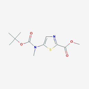 molecular formula C11H16N2O4S B3048766 methyl 5-{[(tert-butoxy)carbonyl](methyl)amino}-1,3-thiazole-2-carboxylate CAS No. 1810070-23-5