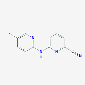 molecular formula C12H10N4 B3048797 6-[(5-Methylpyridin-2-yl)amino]pyridine-2-carbonitrile CAS No. 1820620-42-5