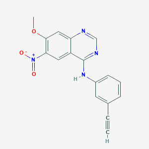 molecular formula C17H12N4O3 B3048846 N-(3-ethynylphenyl)-7-methoxy-6-nitroquinazolin-4-amine CAS No. 183321-60-0